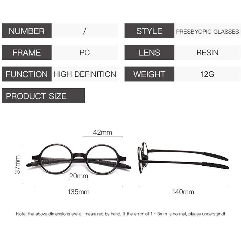 Retro Small Round Reading Glasses (Women)